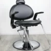 all purpose salon chairs Modern Aristo all-purpose chair featuring a reclining backrest, integrated adjustable headrest, and a polished chrome hydraulic pump base for versatile salon services.