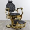 reclining barber chairs Phoenix barber chair with vintage-inspired antique framing, premium tufted leatherette upholstery, and a reinforced hydraulic base.